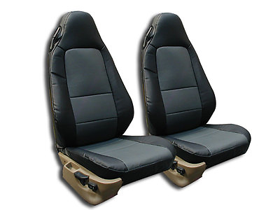 #ad IGGEE CUSTOM SEAT COVERS FOR BMW Z3 1996 2002 BLACK CHARCOAL FULL SET