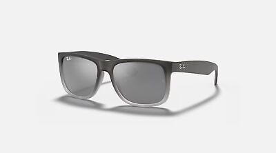 #ad Ray Ban Justin Classic Grey Silver Mirror Gradient 54mm Sunglasses RB4165 852 88