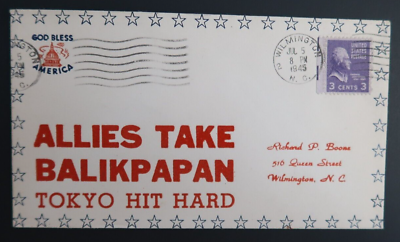 #ad Allies Take Balikpapan Tokyo Hit Hard World War II WW2 Envelope Patriotic Cover $84.33