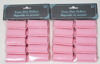 #ad SET OF 2 Basic Solutions Ladies 10 Pink Foam Hair Rollers 20 TOTAL