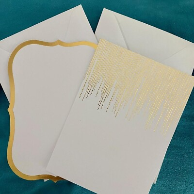 #ad Recollections Flat Cards amp; Envelopes Set White amp; Gold 72 Sets 5quot;x7quot; Invitations