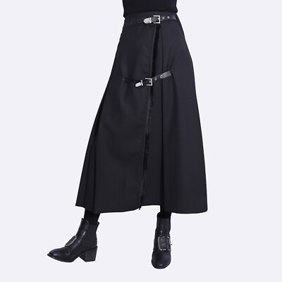 #ad Womens High Waist Patchwork Tassel Buckle Strap Slim Fit Fashion Long Skirt New