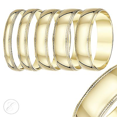 #ad 18ct Yellow Gold Wedding Ring Heavy Weight Court Shape Millgrain Edge Hallmarked