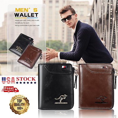 #ad Men#x27;s Leather Bifold Wallet RFID Blocking Genuine Credit ID Card Waterproof