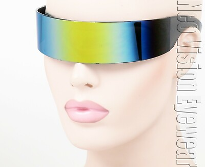 #ad Retro Future Robot Band Full Wrap Around Lens Sunglasses Color Mirrored K521