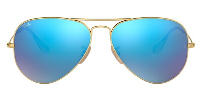 #ad #ad Ray Ban Unisex Sunglasses RB3025 112 17 Matte Gold Aviator Blue Mirrored 55mm