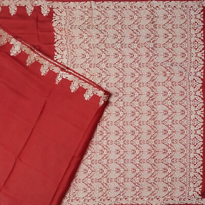 #ad Namaste Vintage Red Sarees 100% Pure Silk Woven Indian Sari 5YD Craft Fabric