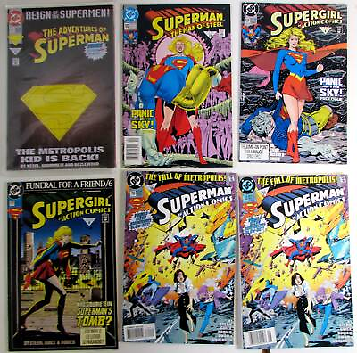 #ad 1992 Superman Lot 6 #Man Steel 10Adventures 501Action 674686700 x2 DC Comics