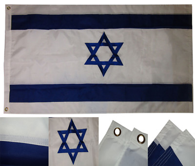 #ad Israel Flag 3#x27; x 5#x27; Ft 210D Nylon Premium Outdoor Embroidered Double Side Jewish