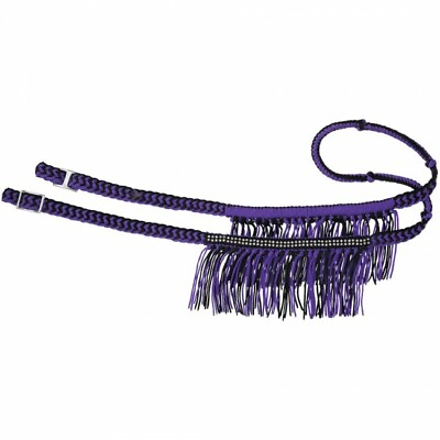 #ad Tough 1 Purple Black Knotted Competition Reins w Stones and Fringe 54 517 110