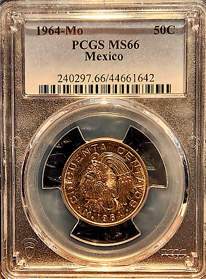 #ad SPECIAL PRICED 1964 Mo PCGS MS66 MEXICO 50c COIN KM#451 by the CASE DISCOUNTS