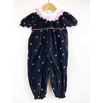 #ad Velvet With Floral Embroidered Baby One Piece