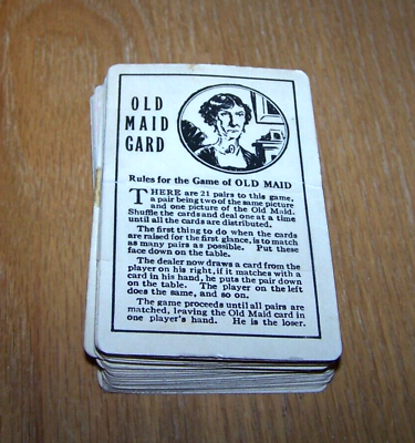 #ad Vintage 1940s 1950s Complete Set Old Maid Card Game Deck No Box