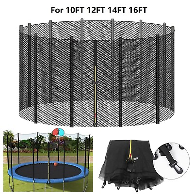 #ad Replacement Safety Net Enclosure for 12 14 16FT Round Trampoline With 6 8 12Pole