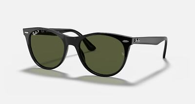 #ad Ray Ban Wayfarer ll Polished Black Green Polarized Classic G 15 55 mm Sunglasses