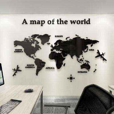 #ad 3d World Map Wall Sticker Acrylic Solid Color Crystal Bedroom Wall with Living