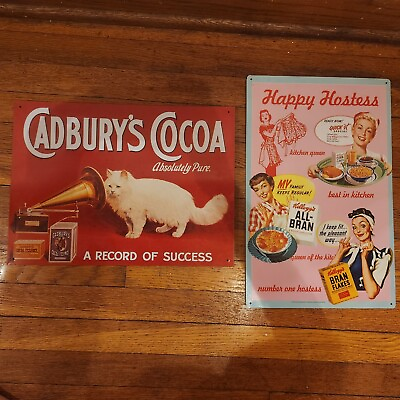 #ad Retro 90s Metal Steel Signs Decor Happy Hostess amp; Cadbury for Kitchen and Room