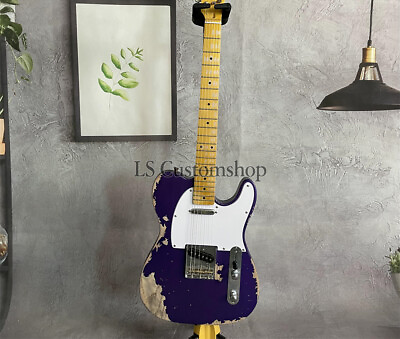 #ad Custom Shop Heavy Aged TL Electric Guitar Solid Body Metallic Purple Chrome Part