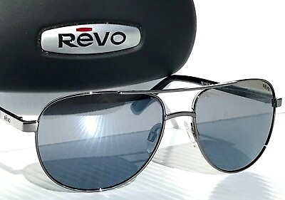 #ad NEW REVO CONRAD Gunmetal Aviator POLARIZED Gray Lens Sunglass RE 1106 00 GY