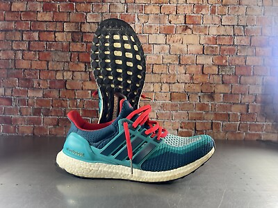 #ad ⚡️Adidas Running Shoes Mens 11 Green Red UltraBoost 2.0 Sneaker AQ4005 Size 11