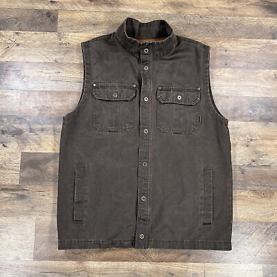 #ad Legendary Whitetails Vest Mens Medium Brown Waxed Cotton Lined Outdoor Pockets