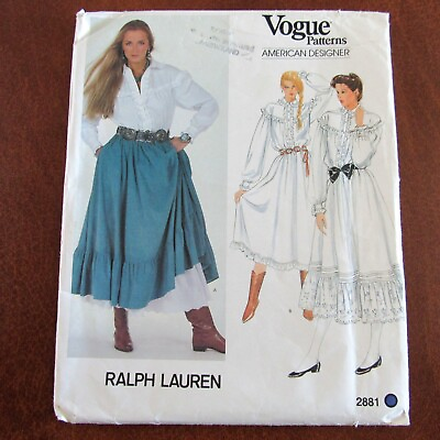 #ad VTG Vogue American Designer Ralph Lauren Pattern 2881 Blouse Dress Skirt Size 8
