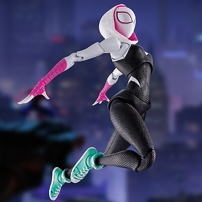 #ad SHF Spider Man Across The Spider Verse Spider Gwen Stacy Action Figure Toy $35.99