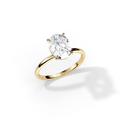#ad Engagement Diamond Ring IGI GIA Certified Oval 2 Carat Lab Grown 14K Yellow Gold