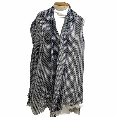 #ad UNBRANDED POLKA DOT BLUE RECTANGLE MODAL scarf 76 35 in #a5