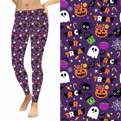 #ad Halloween Pumpkin Ghost Trick Or Treat Bat Women#x27;s Leggings TC Plus Size 12 18