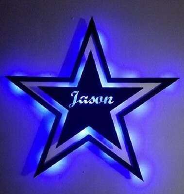 #ad Star 3D Lighted Sign with Custom Name Man Cave Bar Sign Cowboys fan Texas $80.00