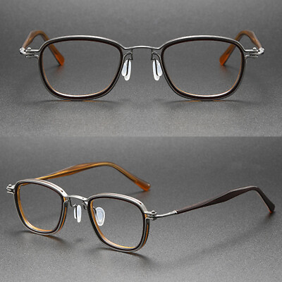 #ad #ad Men 51mm Titanium Acetate Eyeglass Frames Rectangular Glasses Frame Demo Lens A