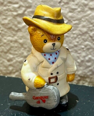 #ad Vintage Enesco Rigg Lucy and Me Gangster of Love Bear Valentines RARE Figurine