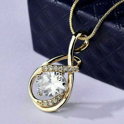 #ad Unique Wedding Engagement Pendant 14K Yellow Gold Plated 2 Ct Cubic Zirconia