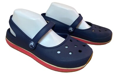 #ad Crocs Retro Women’s 8 Blue Red Sporty Sneaker Soles Slingback Mary Jane Shoes