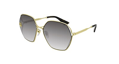#ad Gucci GG0818SA 005 Gold Gradient Grey Square Women#x27;s Sunglasses