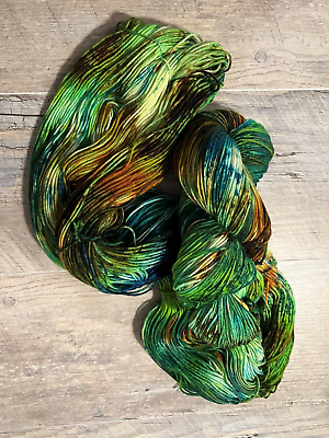 #ad Hand painted yarn Peacock Colorway Indie Dyed Sock Yarn Knitting Gift Luxury