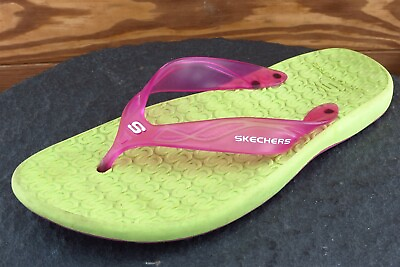 #ad Skechers Sz 8 M Green Flip Flop Synthetic Women Sandals