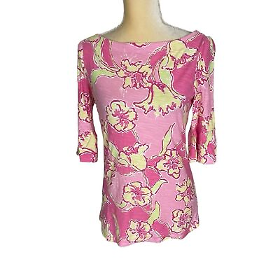 #ad Lilly Pulitzer Belle Top in Hotty Pink Day Lilly Cotton Size Small