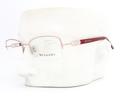 #ad Bvlgari 2094 238 Semi Rimless Eyeglasses Glasses Pink Metal on Red 52 17 135