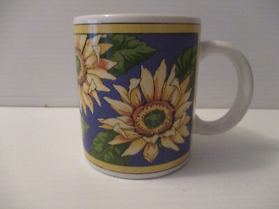#ad Santa Barbara Ceramic Designs Yellow SUNFLOWERS 10 oz Coffee Mug 1991