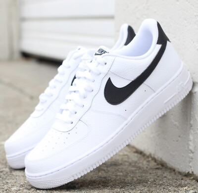 #ad Nike Air Force 1 Low #x27;07 White Black Pebbled Leather CT2302 100 Mens New