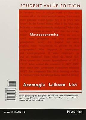 #ad Macroeconomics Student Value Edition Loose Leaf By Acemoglu Daron GOOD