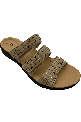 #ad Clarks Collection Leather Slide Sandals Laurieann Cove Sand