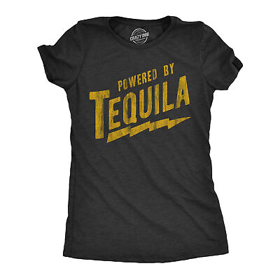 #ad Womens Powered By Tequila T Shirt Funny Liquor Lovers Drinking Tee For Ladies