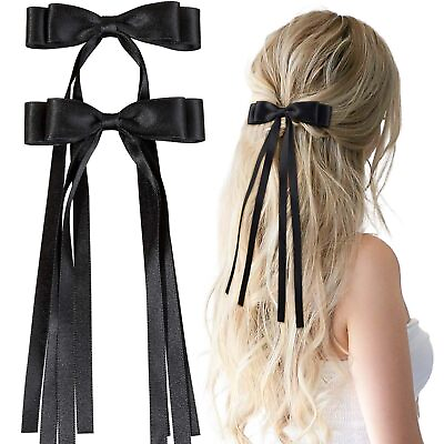 #ad 2PCS Hair Bows for Women Girls Tassel Ribbon Bowknot Hair Clips Barrettes for...