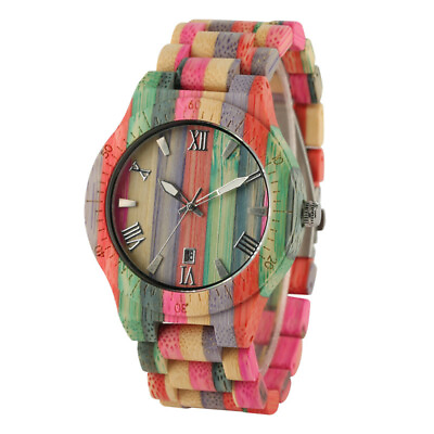 #ad Mens Wooden Watch Relogio Masculino Multi Color Wood Watch Xmas Couple Love Gift