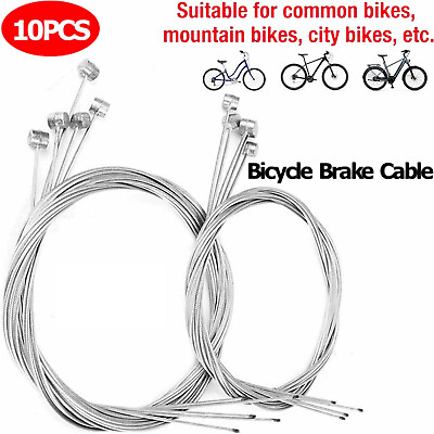 #ad 10X Bicycle Bike Brake Cables Stainless Steel Front Rear Inner Wire 5.6ft 1.7m