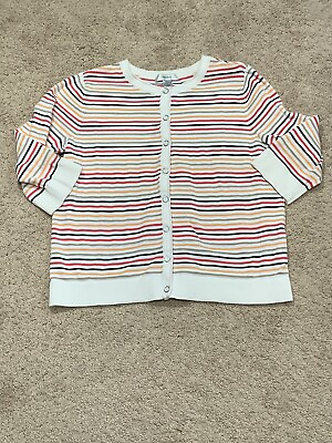#ad CJ Banks Womens Button Down Shirt Size X Multicolor Striped Lightweight Sweater