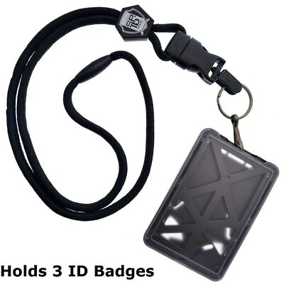 #ad Specialist ID 3 Card Heavy Duty Plastic Badge Holder with Lanyard Top Load